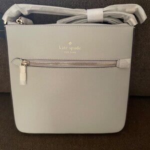 Kate Spade North South Sadie Crossbody Platinum Gray Leather Purse
